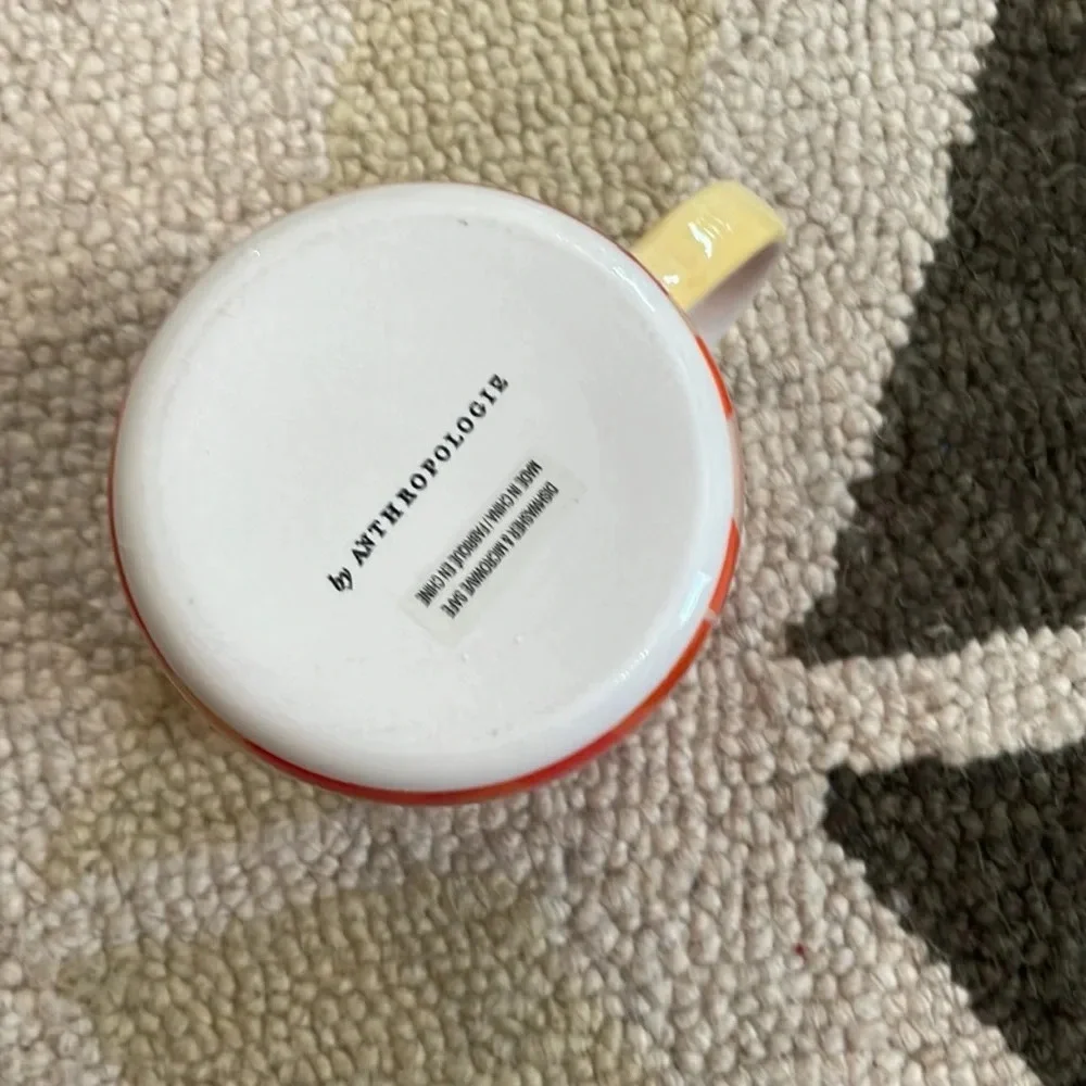 ANTHROPOLOGIE Monogram Lottie Mug Red, Orange, Yellow letter “G”